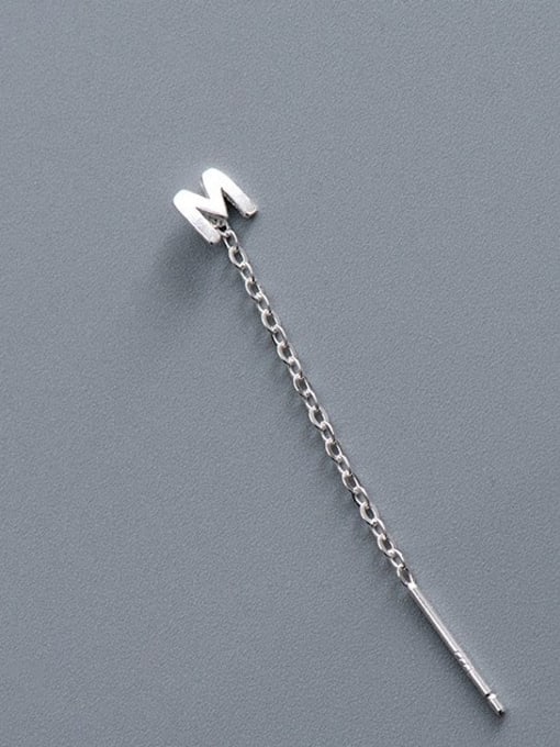 ES2180 [Single M Letter] 925 Sterling Silver Tassel Minimalist Threader Earring